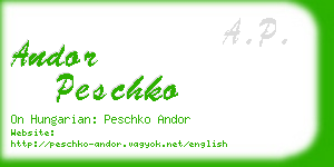 andor peschko business card